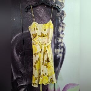 Banana Republic, size 2, spaghetti string summer dress. Colors: yellow, brown